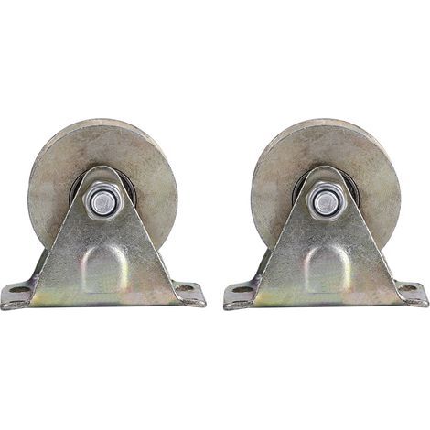 2pcs 2"rail de roue de type v de rail W support porte coulissante porte de rouleau de porte en acier rouleau matériau de roue pour la voie de porte coulissante (1/5)
