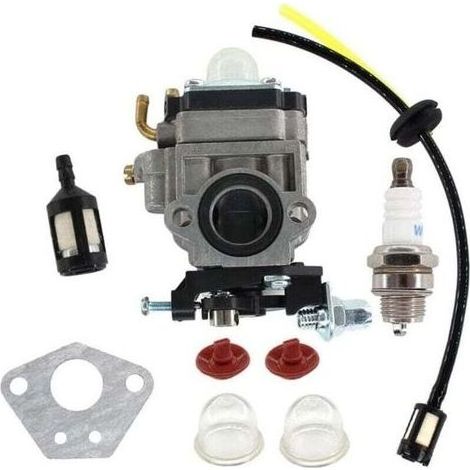 PA Kit de filtre à conduite de carburant pour débroussailleuse Kawasaki KBL23A, comprenant carburateur, joint de carburateur, clapet anti-retour et pompe de démarrage. (1/4)