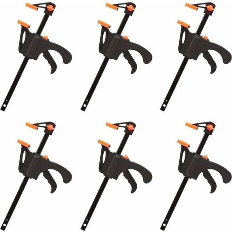 Dstockage Lot de 6 Serre-joints en Forme de F, Serre Joint avec Serrage Rapide et Facile, Outils Main pour Menuiserie, Porte en Bois(4pouces) (1/4)