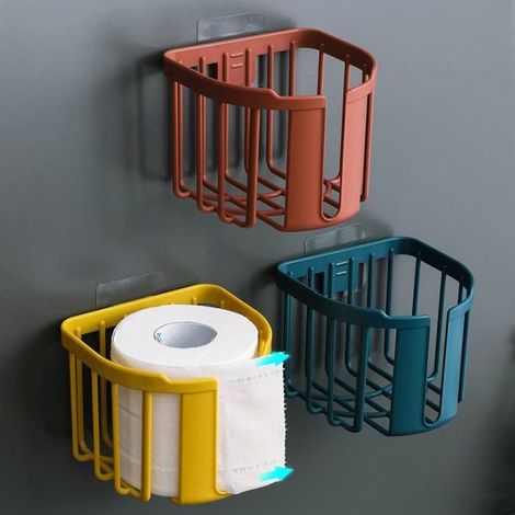 Boîte de rangement étanche pour rouleau de papier toilette, porte-papier hygiénique sans poinçon, serviette en papier (1/3)