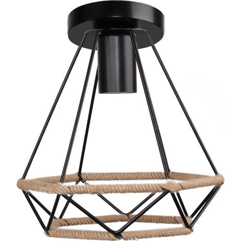 E27 Lámpara de Techo Industrial Semi Empotrada
Iluminación de Techo de Metal con Cuerda de Cáñamo