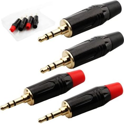 4Pack fiche connecteur Jack 3.5mm stéréo mâle,Prise Jack 3.5 a souder 3 Poles TRS Prises de réparation pour Casque,adaptateurs Audio 3,5 mm (1/8 ") ,pour réparation de Casque stéréo DIY (1/5)