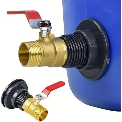 PVC-Durchführungsset mit Messing-Kugelhahn – 1/2" DN15-Adapter für Regentonnen, Aquarien und Tanks (1/5)