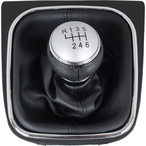 Pomo de cambio de marchas VW Touran 09-12 PLATA + NEGRO con marco CROMADO 6 VELOCIDADES (1/5)