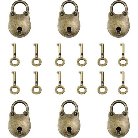 Lntyq 6 Pezzi Mini Lucchetto con Orsetto Piccolo Lucchetto Retrò in Lega di Zinco con 6 Chiavi Adatto per Scatola di Legno Custodia in Legno Portagioie e Valigia Ecc (1/5)