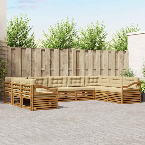 Outdoor-Sofagarnitur 9 pcs Natur und Beige Massivholz Akazie (1/5)