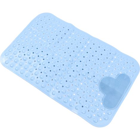 Tapis de bain antidérapant en PVC épais avec ventouses puissantes pour le sol de la salle de bain (bleu) (1/5)