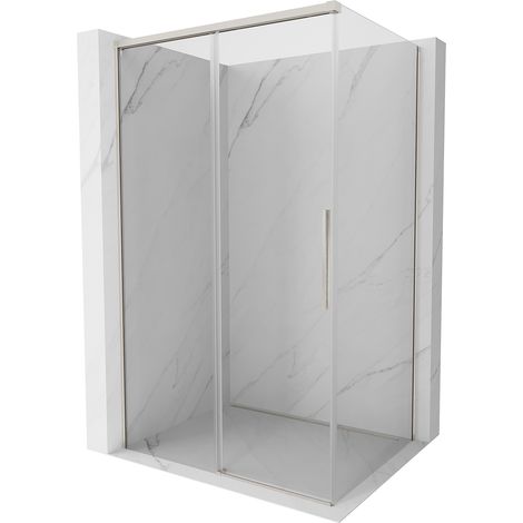 Mexen Rox Duschkabine schiebbar 155 x 75 cm, transparent, gebürsteter Nickel - 8C2-155-075-97-00