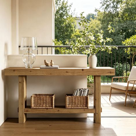 Console Rustikale de 160 cm, table longue, meuble de salon de style rustique campagnard (1/5)