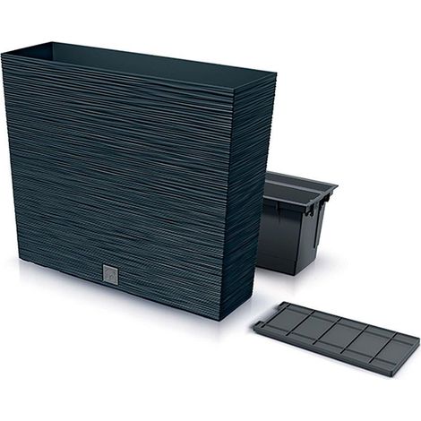 Macetero color antracita, con depósito, colección FURU, de 58 x 18 x 49,8 cm, capacidad de 12 L.