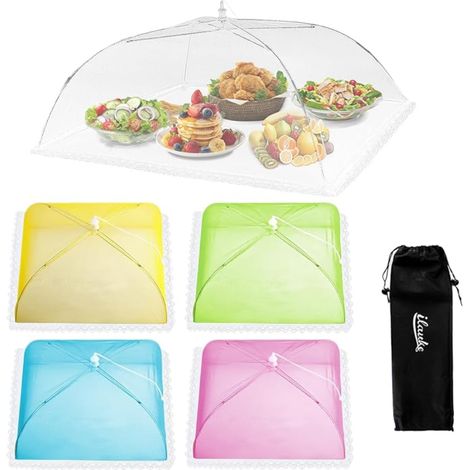 Cloche Alimentaire Pliable Anti-Mouche Blanc Couvercle de Nourriture en Maille Tente Parapluie Anti-Insectes pour Activités en Intérieur Extérieur (1/5)