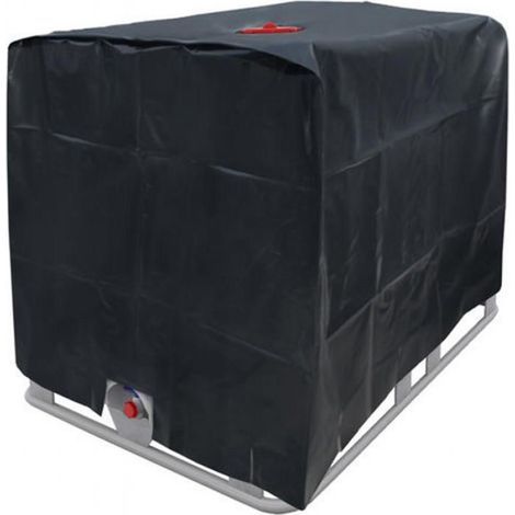 ECD Germany Bâche Couverture Réservoir IBC 120x100x116 cm -1000 L Étanche - Matériél Polyéthylène Haute Densité Noir - Capôt de (1/4)