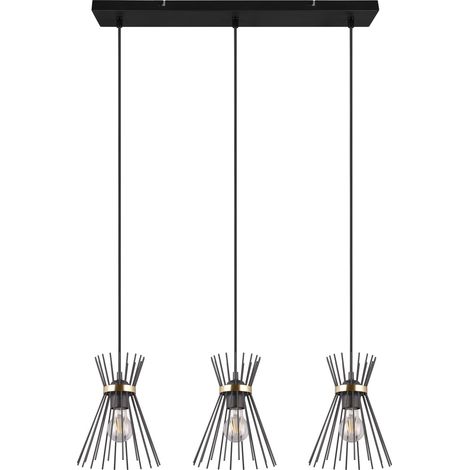 Suspension triple design métal ROD noire/or 3xE27 RL (1/5)