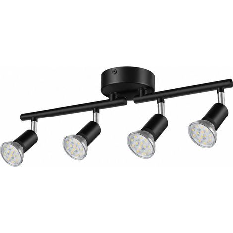 Spot plafonnier orientable en fer 4 têtes noir avec lumière blanche 4 noir réf 7352 30 × 30 × 30 cm 800 g – Livraison gratuite