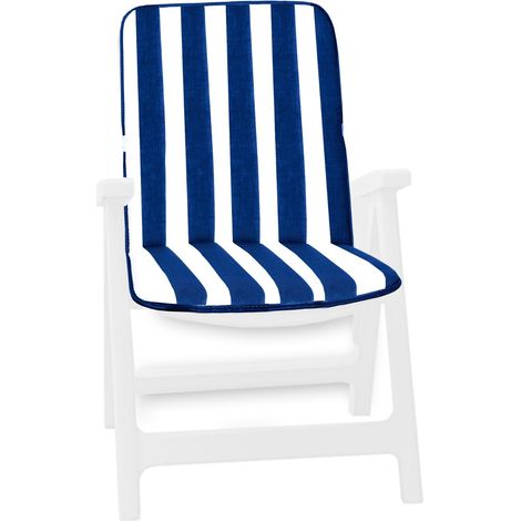 Emmevi Mv S.P.A. – Coussin de chaise pliant 77x45cm – Épaisseur 3cm – Tissu coton/polyester – Rembourrage en éponge pour confort intérieur/extérieur – Motif rayé bleu (1/5)