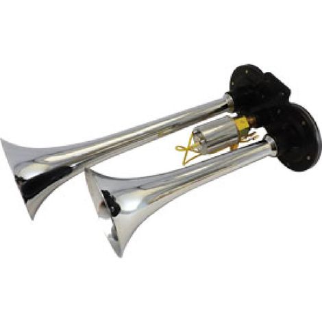 Avertisseur trompe pneumatique 24V – Montage bas de capot – Son puissant – Cornets de 23 cm et 30 cm pour flexibilité d'installation – Lampa (1/3)