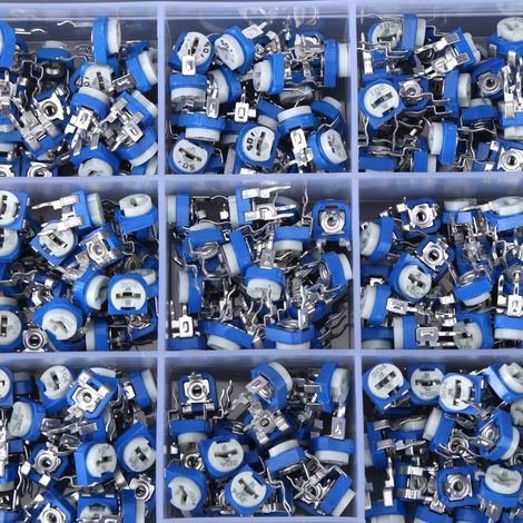 Kit de 375 potentiomètres et résistances variables (15 valeurs) avec boîte (1/5)