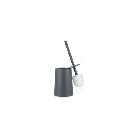 Porte-brosse WC gris, ensemble brosse et support de toilette en plastique avec couvercle, comprend la brosse et le support Crezuo (1/4)