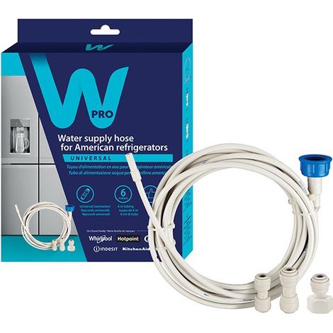 Ersatzteil - Wasserzulauf-Set: Schlauch (6 m) + Anschlüsse UKT001 - - WHIRLPOOL, BAUKNECHT, KITCHENAID, ARISTON HOTPOINT, SAMSUNG, IGNIS, AMANA, SMEG, ELECTROLUX, ADMIRAL, AEG, IKEA, SCHOLTES (1/2)