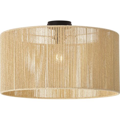 QAZQA Plafoniera nera con paralume in carta beige 50/50/25 - (1/5)