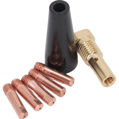 Lot de 7 pièces pour soudure MIG sans gaz : embout, diffuseur et buse en cuivre, accessoires pistolet (1/5)