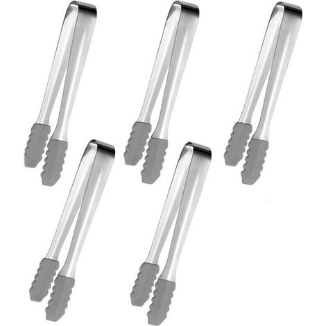 Pinces à buffet - Argenté - Pinces en acier inoxydable - Ensemble de 5 pièces - Ustensiles de cuisine - Pinces à barbecue - Pinces à bonbons - 12,7 cm (1/5)