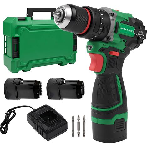 Perceuse Visseuse Percussion Sans Fil, 16,8V 50Nm Mini Visseuse Devisseuse Sans Fil Avec 2 Batteries 2.0Ah, chargeur, 20+1 RéGlages De Couple, 2 Vitesses, 10mm Porte-Forets Pour Vissage,Perçage (1/5)
