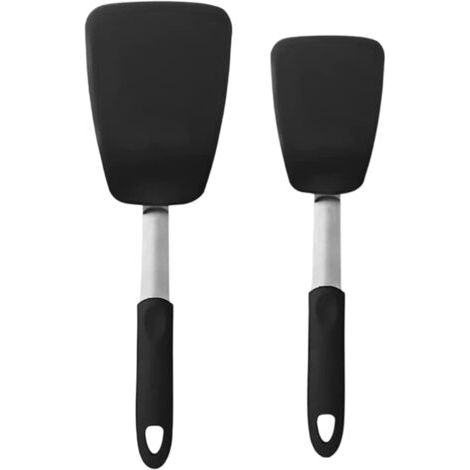 Spatole flessibili in silicone resistenti al calore (set da 2), senza BPA e atossiche, resistenti al calore fino a 600 gradi Celsius, ampie spatole in gomma antiaderente, utensili da cucina robusti e (1/5)