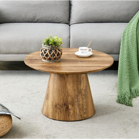 Tisch rund aus MDF in Holzoptik, Ø 60 cm, Höhe 35 cm, kompakter Beistelltisch für Wohnzimmer (1/5)