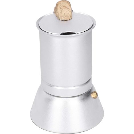 Cafetière moka 3 tasses, inox/aluminium, pour maison et camping (1/5)