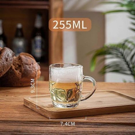 Chopes à bière classiques de style pinte, en verre, style vieux pub, avec anse et fossette, 250 ml (1/2)