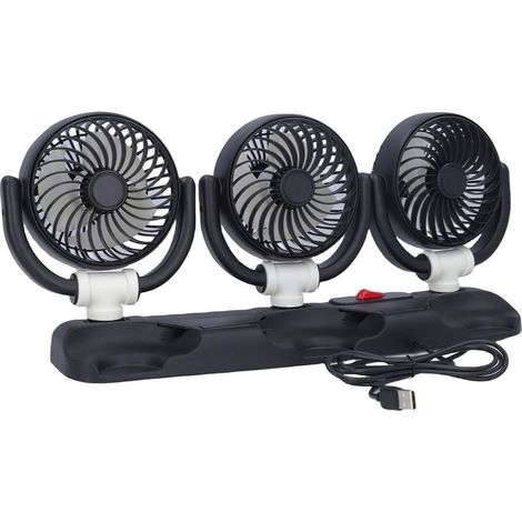 Srliya 3 Têtes Ventilateur de Voiture à 360 Degrés Rotatifs USB (1/5)