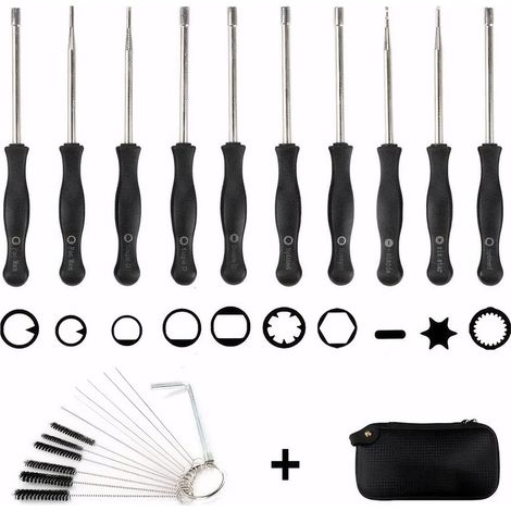 Tournevis Carburateur - Ensemble 10 Pièces Acier Inoxydable - Poignées Carrées 1/4 Tour - Pour Moteur 2 Temps - Avec Étui EVA Et Brosse (1/5)