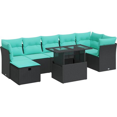 Maison Exclusive - Set Divano da Giardino 8pz con Cuscini Grigio Polyrattan Acacia (1/5)