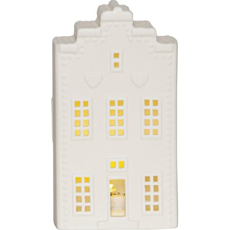 Leuchtendes Lichthaus ,Vinter', Keramik, Weihnachtsleuchte mit Batterien + Timer, warmweiß, H 16cm (1/5)