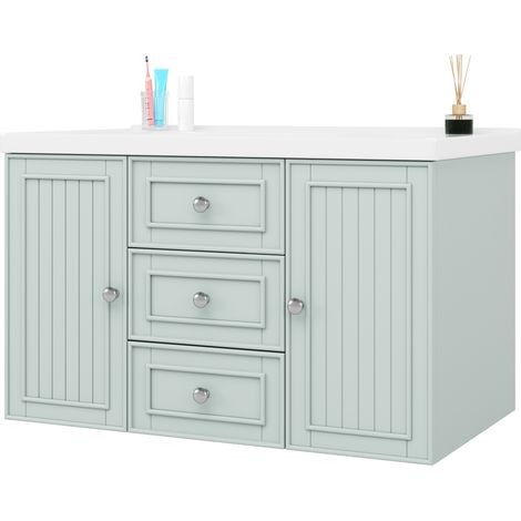 Mobile bagno sospeso con lavabo in ceramica 78,5 x 46 x 46,8 cm MDF verde HOMVRA (1/5)