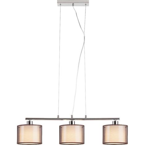 lampada a sospensione Anastasia metallo cromato tessile / marrone B: 80cm H: 100cm (1/5)
