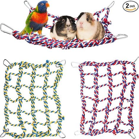 Colorful Bird Rope Nets Hanging Hammock Ladder Bridge for Small Animals Cage Decoration Toy 28 x 20cm (1/5)