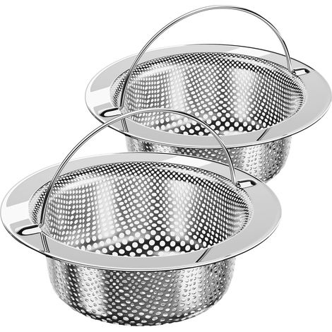 2 Pcs Filtres à Évier de Cuisine en Acier Inoxydable, Crépine de Vidange d'évier avec Poignée, Diamètre Intérieur 8 cm Profondeur 3 cm