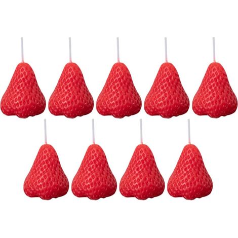 Bougies Parfumées Décoration Rustique Lot de 9 en Paraffine de Fraise et Parfum Léger, pour Noël et Festivals (1/5)