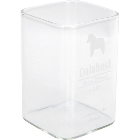 240 ml quadratischer, hitzebeständiger Glasbecher mit Pferdemotiv, Küchenbecher. (1/5)