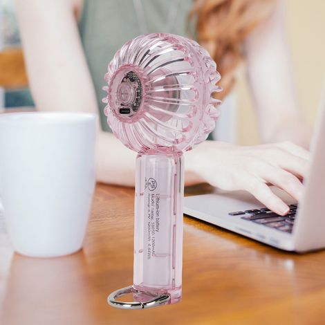 Ventilateur de Table Portable à 3 Vitesses avec Design Transparent, Clip et Batterie Rechargeable 1200mAh - Fonction Lampe Ambiance - Pour Bureau, Voyage, Camping - Couleur Rose (1/5)