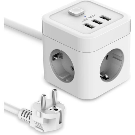 Fellowes Cubo Multipresa Da Tavolo 3 Prese 230V + 2x USB-C 20W + 1x USB-A 18W Cavo 2M Bianco
