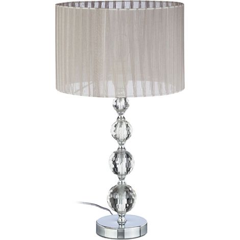 ACKERMAN – Lampe de chevet avec abat-jour en tissu voile, boules en verre cristal, H 53 x L 29,5 x P 29,5 cm, câble 169 cm, base anti-rayure (1/5)
