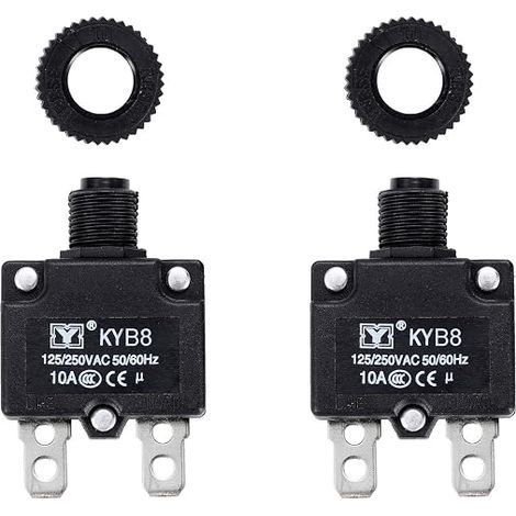 Thermal Circuit Breaker 10A Thermal Overload Protection 125-250V AC 50V DC 10A Push Button Circuit Breaker Manual Reset (1/5)