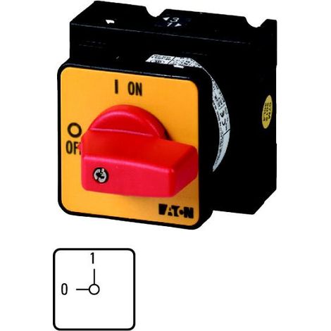 Inter. Marche-Arrêt 1 pôle 32 A Fonctions d'ARRÊT D'URGENCE 90° encastré 000017025 EATON T3-1-8200/E-RT