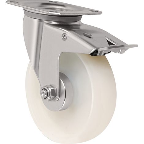Roulette pivotante à blocage D.125mm Cap.250kg avec blocage PA 105x80mm TECWERK