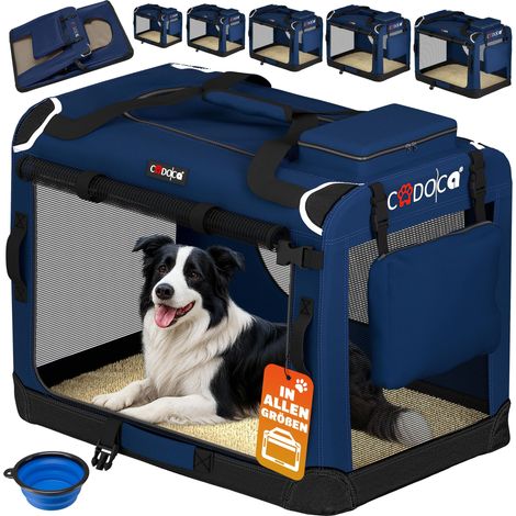 Cadoca Transportadora Para Mascotas S / M / L / XL / XXL / XXXL Transportín Plegable Perros Gatos Bolsa de Transporte Animales 2 Bolsillos Exteriores Incl. Alfombrilla Lavable XL - Navy Blue (en)