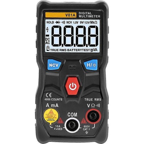 ANENG V01A Digitalmultimeter mit automatischer Bereichswahl und True-RMS-Messung, AC/DC-Strom-, Spannungs- und Ohm-Tester (Schwarz) (1/4)
