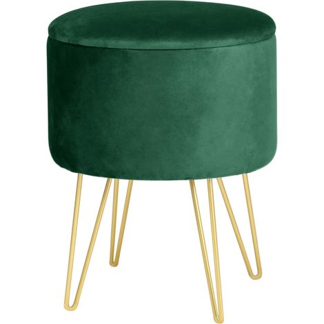 Pouf AKORD LILI in velluto apribile con contenitore colore Verde bottiglia altezza 45 cm (1/5)